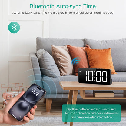 Oreo Digital Alarm Clock | Bluetooth Sync, 7-Inch LED Display 5